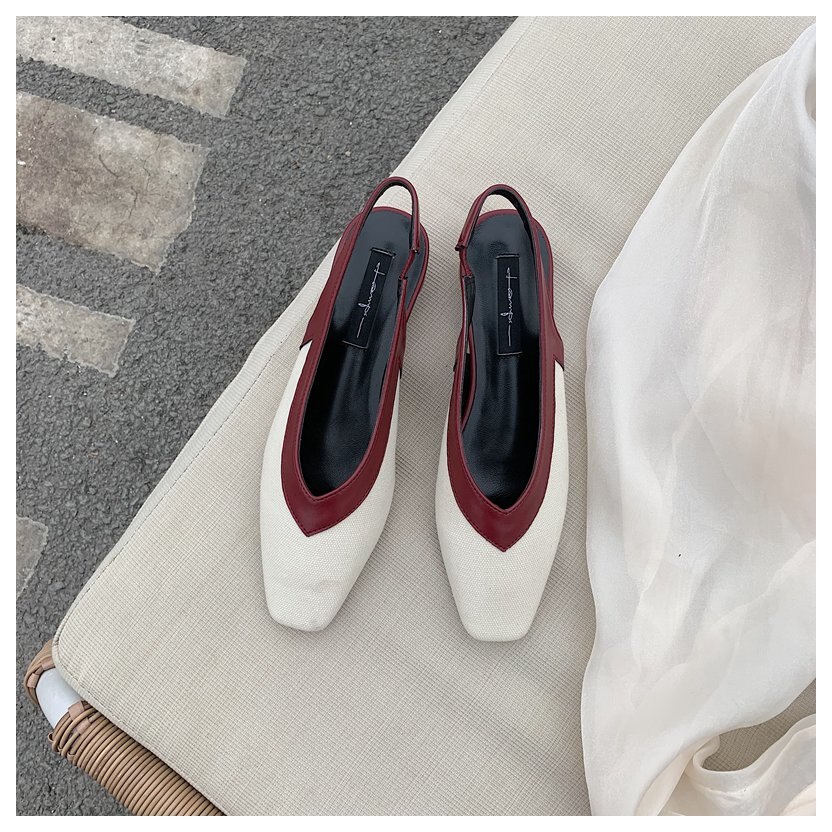 Dames Sandalen Lage Hakken Elegante Mule Schoenen Vrouwen Casual Slingbacks Dame Lente Schoenen Slip Op Sandaal Muilezels Zapatos Muilezels: Wine red / 6.5