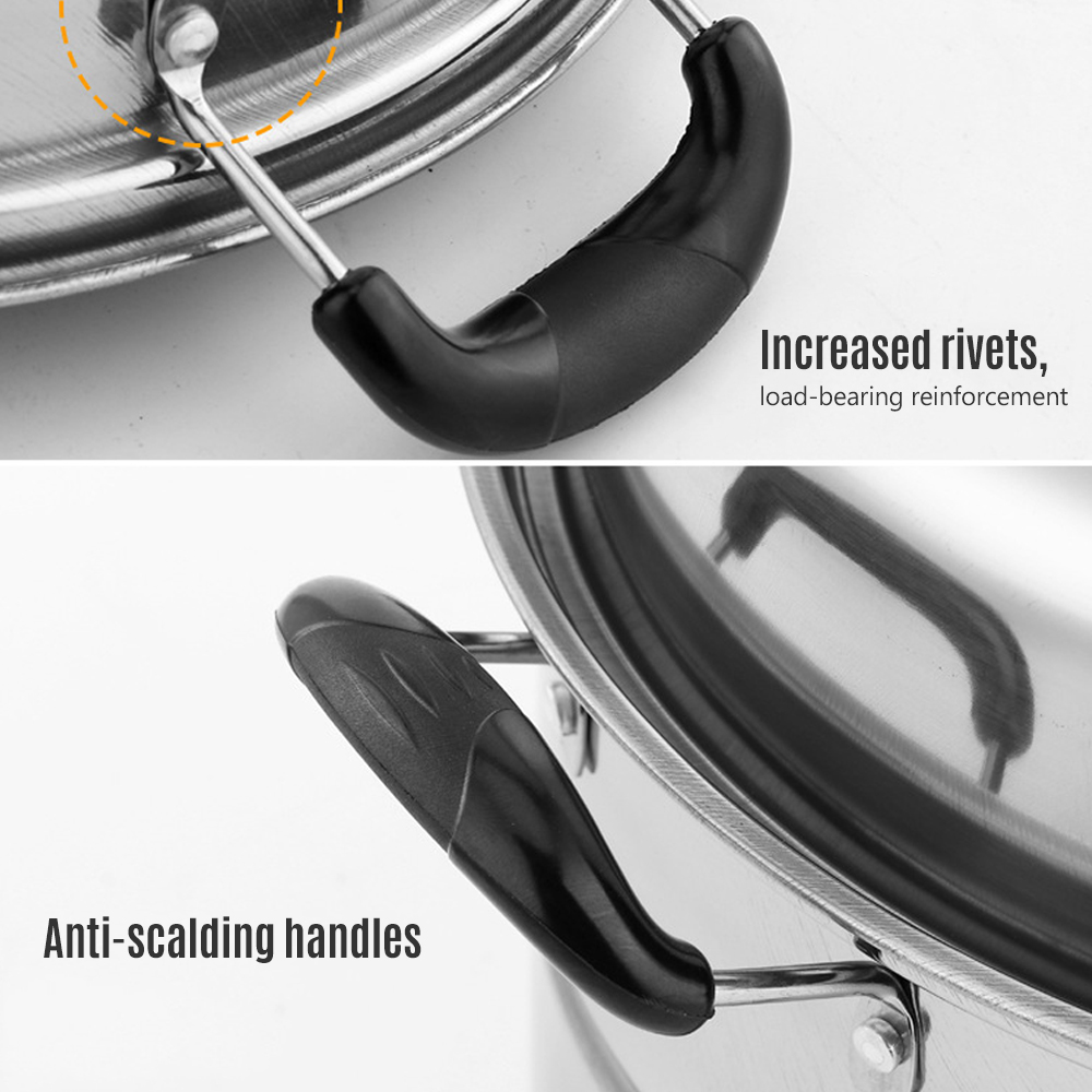 Steamer Cookware SUS560-3 Thick Stainless Steel Steam Pot Three-layer Stainless Steel with 2 Perforated Steel Insert Pot