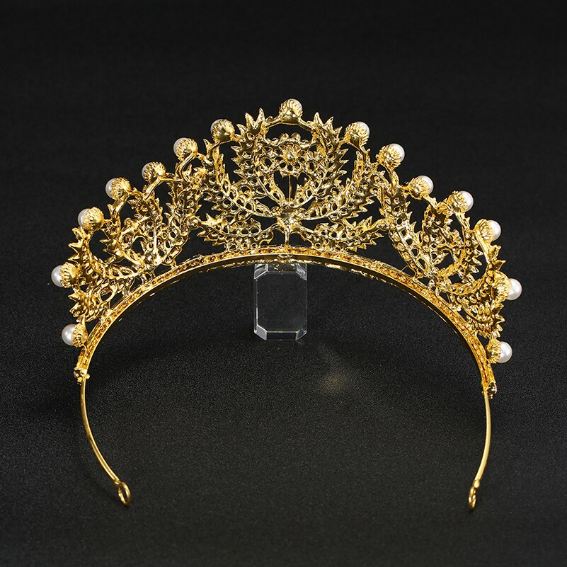 European and American style golden baroque bridal crown tiara rhinestone hair accessories princess crown wedding dress accessori