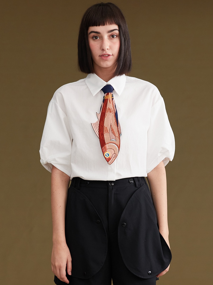 Cravate brodée en forme de poisson pour femmes, accessoires, inégal, amusant, arrivage