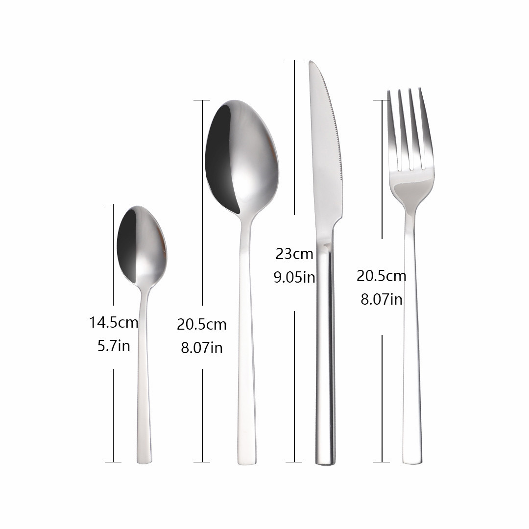 24Pcs Mirror Cutlery Tableware Set Silver Cutlery Stainless Steel Kitchen Set Dinnerware Knife Spoon Fork Dinner Set Complete