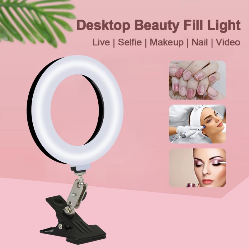 LED Ring Light Com Clip Para IPhone Samsung Mobile Phone Mini Luz Da Câmera Para Vídeo Maquiagem Iluminação Fotografia 6/8/10 em