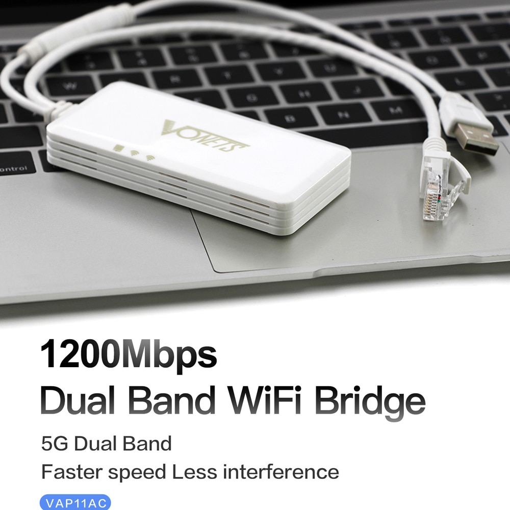 Vonets vap 11ac dual band 2.4g 5g trådløs bærbar wifi repeater bridge router 300 mbps +900 mbps til videosikkerhedsovervågning