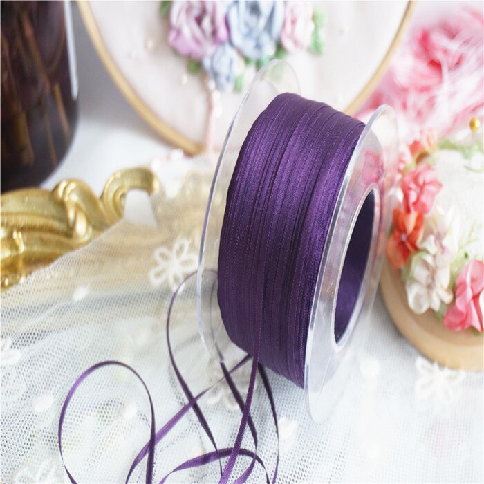 Ruban broderie en soie pure ins style | 2mm, couleur unie, 100% taffetas fin, ruban en soie de , artisanat de ruban Anya: S019 / 100mts per roll
