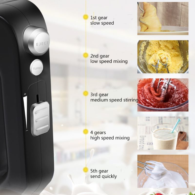 Elektrische keukenmixer, handbediende eierklopper, 5 snelheden, praktische garde voor melk, koffie, shaker, mixer, kookgereedschap