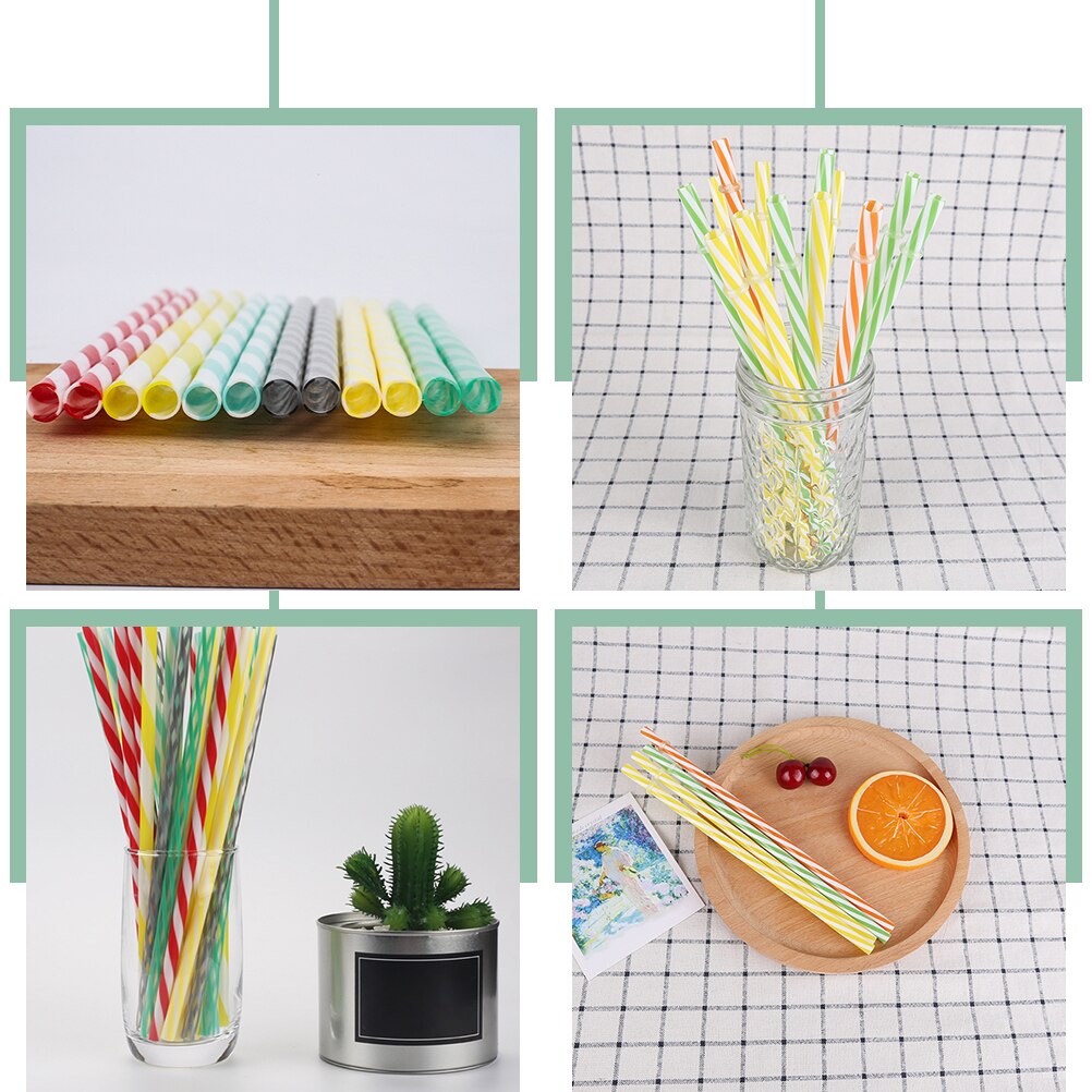 20 Stuks Rietjes Herbruikbare Smoothie Rietjes Streep Party Rietjes
