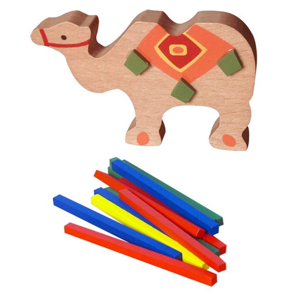 Wooden Elephant Camel Animal Balancing Stack Colorful Block Development Kids Toy