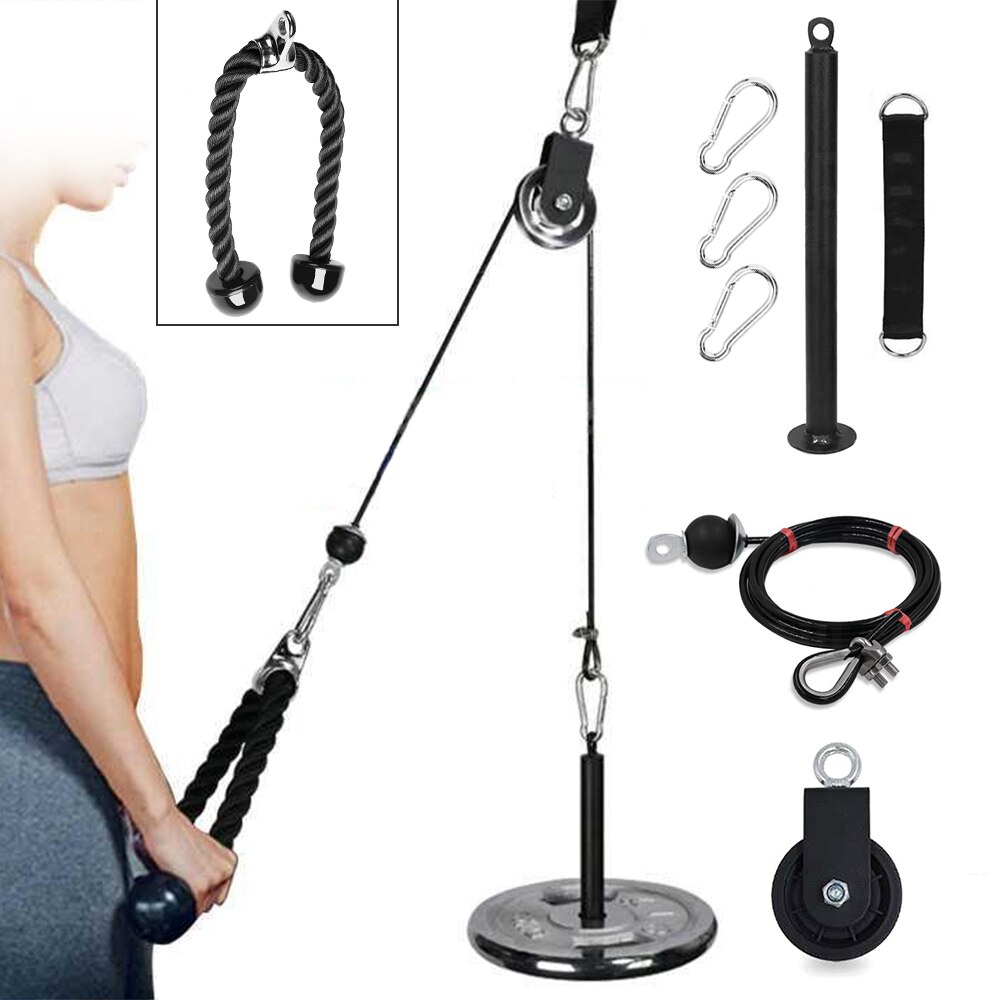 Harjoitus hihnapyörä kaapelijärjestelmä diy lastausnasta nosto ojentaja köysi kone säädettävä pituus koti urheilu kuntosali kuntolaitteet: Tricep -köydellä