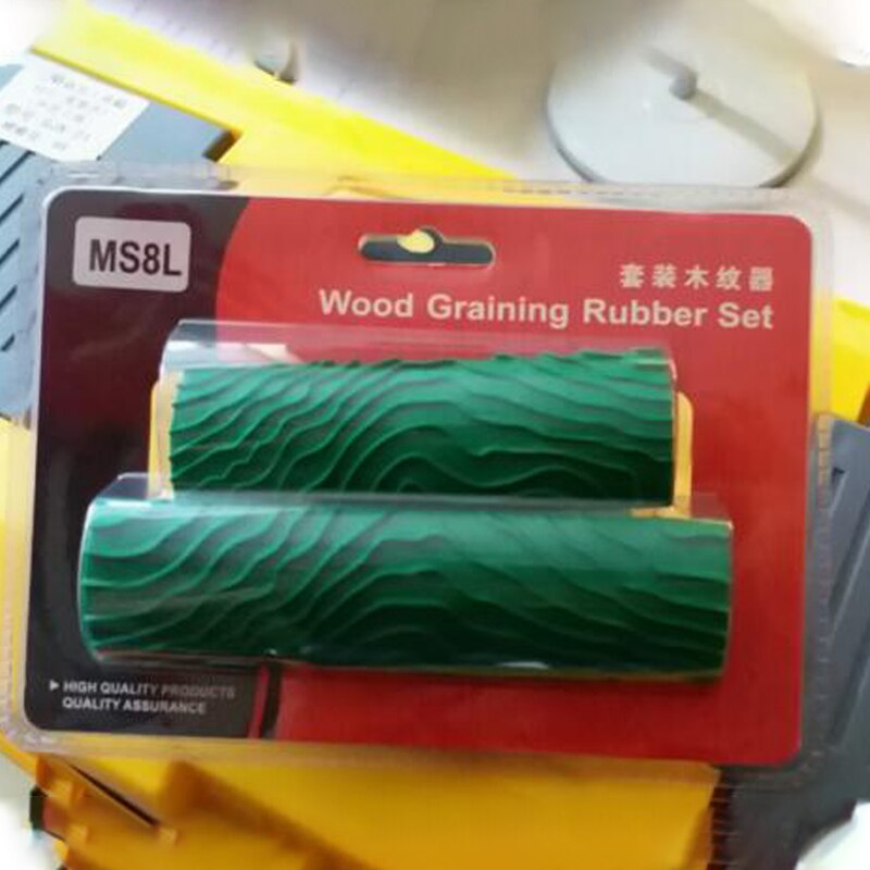 2Pcs M-Shape Wood Grain Decorating Tool Graining Rubber Painting,Green (MS8L)