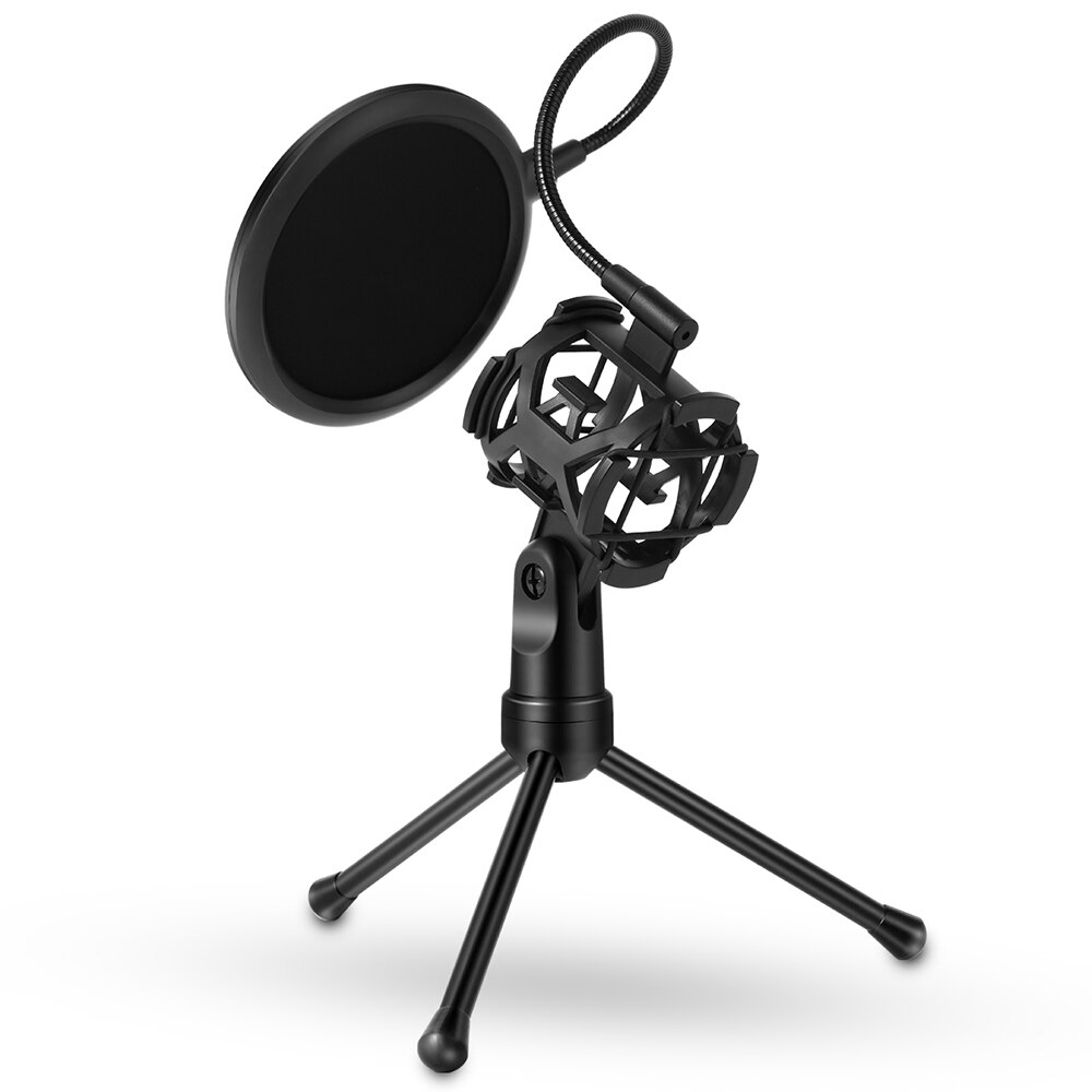 Microfoon Statief Stand Opvouwbare Desktop Microfoon Beugel Met Shock Mount Mic Houder Clip Pop Filter: WHITE