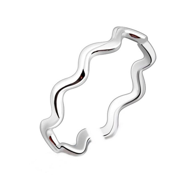 Anillo de Plata de Ley 925 con línea retorcida, joyería sencilla de onda lisa, anillos de apertura populares, nueva , R049