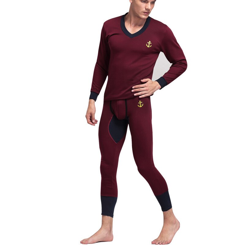 Termoundertøj sæt mænd efterår vinter langt undertøj stretch herre termo undertøj varmt fleece lange underbukser tykt tøj