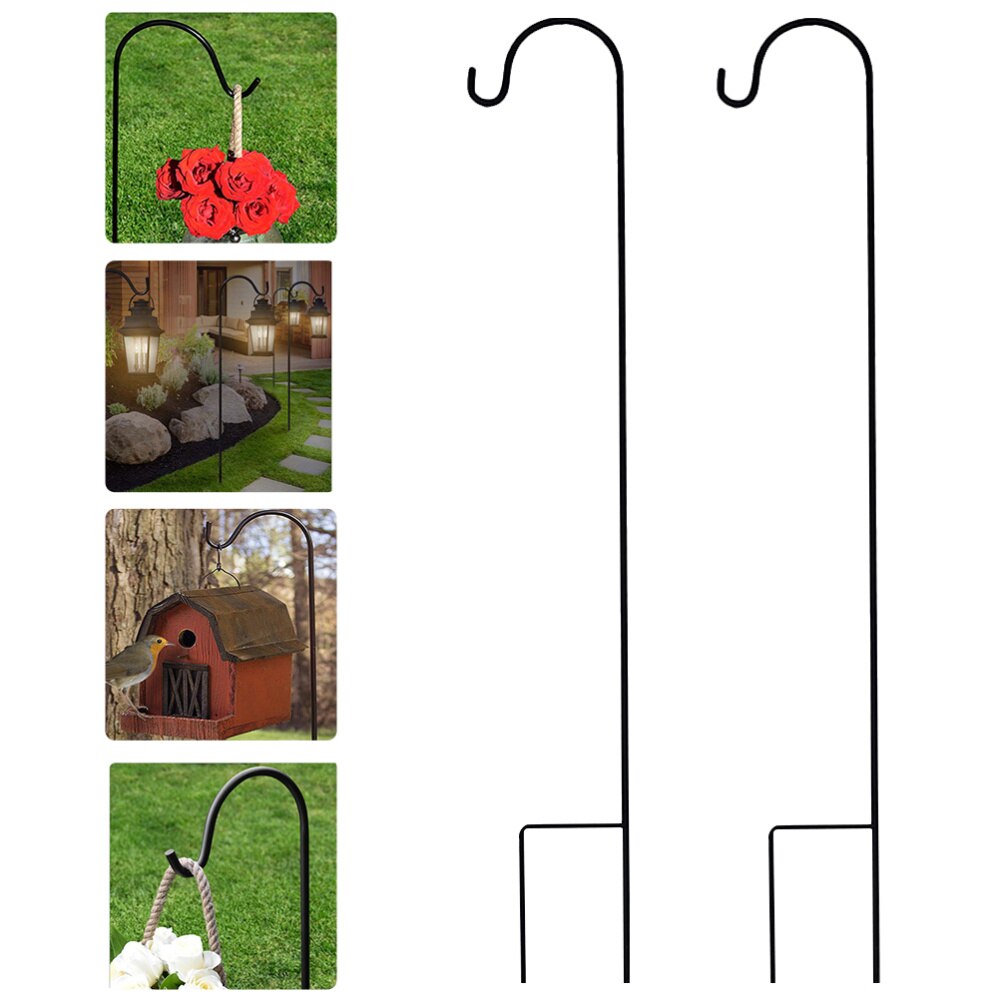 Hyrde kroge blomsterpotte krog have dekoration udendørs plante stativ (sort)