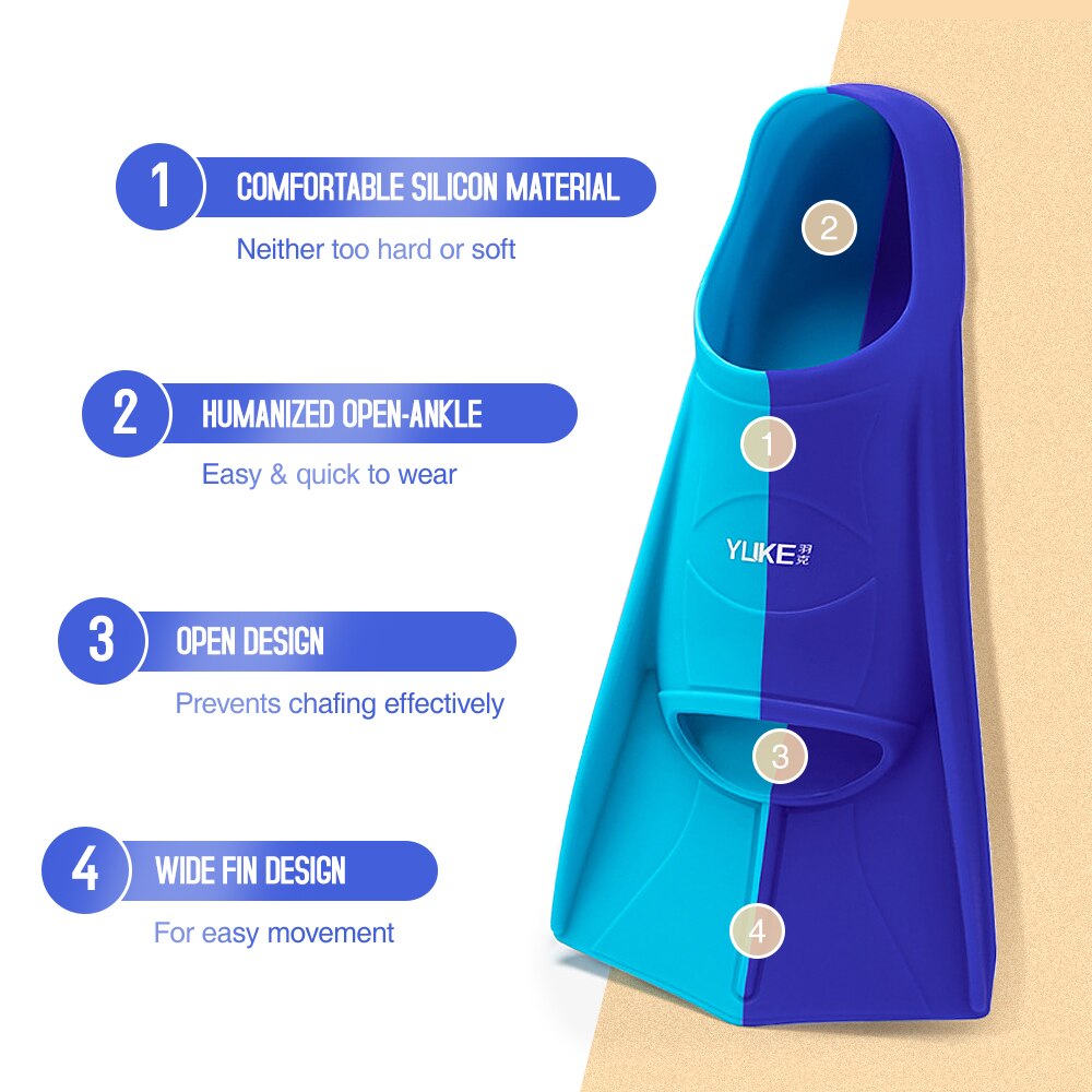 Silicone Snorkeling Fins Short Fins Light Swim Fins Comfortable Scuba Diving Flippers Snorkeling Gear Snorkeling Equipment