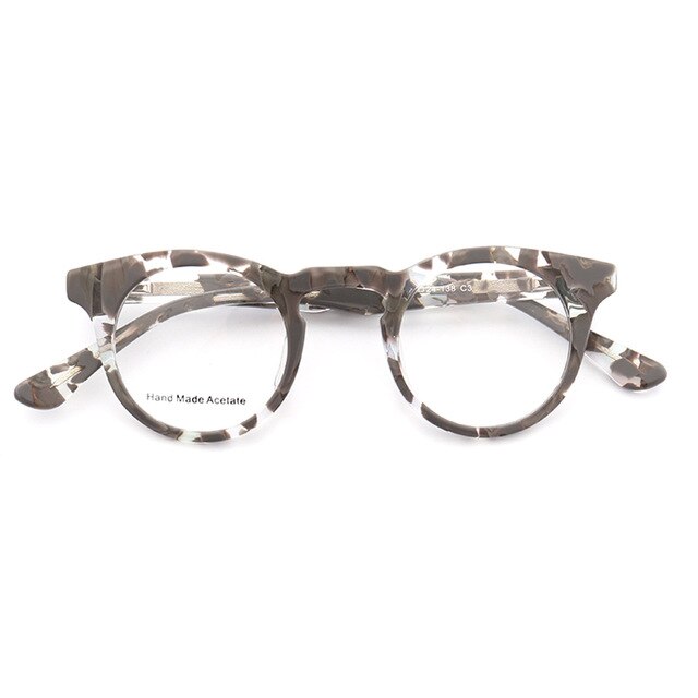 Women Round Stylish Retro glasses frames men eyeglass frame Tortoise Eyeglasses frames Striped light Acetate eyewear: YJG16