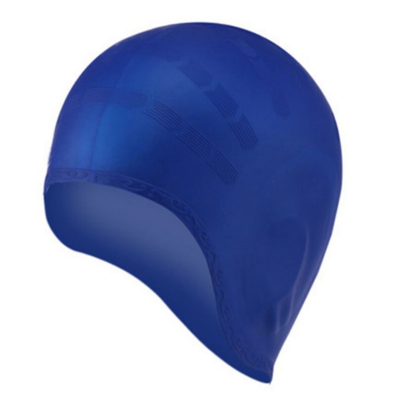 Mujeres Hombres niños natación piscina agua deporte impermeable silicona buceo natación gorro largo protección oreja taza gorros de baño, sombrero: Azul