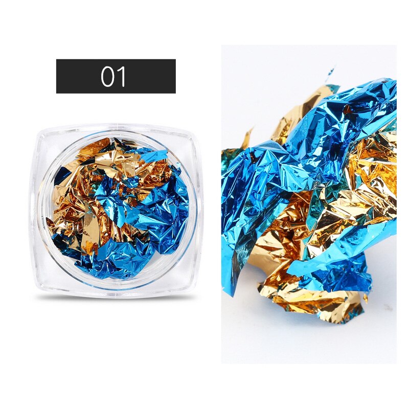 1 Box Nail Art Sticker Kleurrijke Onregelmatige Folies Papier Goud 3D Flakies Manicure Nail Art Diy Decoratie Accessoires