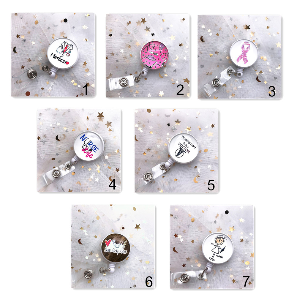 Hospital Cute Cartoon Reel Clip ID Card Retractable Badge Reel Nurse Doctor Badge Holder Name Card Holder