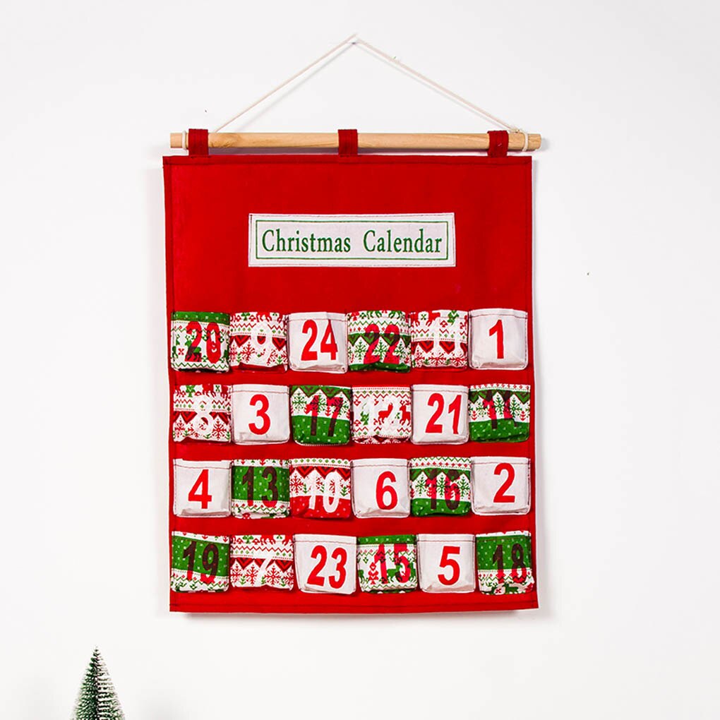 Saco de armazenamento de calendário de natal criativo não-tecido impressão multi-camada saco de presente de doces casa festa de natal parede pendurado decoração