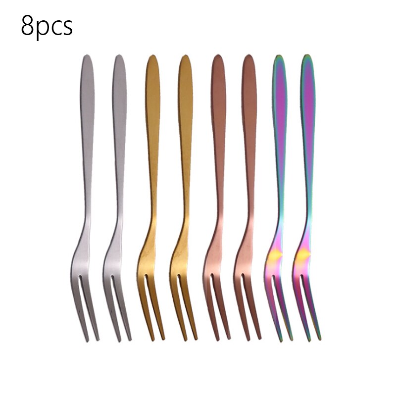 Widelec robić owoców ze stali nierdzewnej kolorowe przekąnarty deser ciasto widelce sałatkowe impreza stołówka sztućce narzędzia kuchenne вилка столовые приборы: D