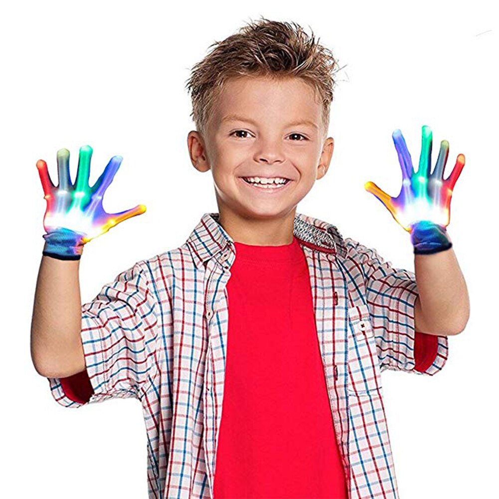 2 stuks kleurrijke led magische gloeiende handschoenen elastische kinderfeest podium optreden rekwisieten interactieve spellen speelgoed benodigdheden voor kinderen kind