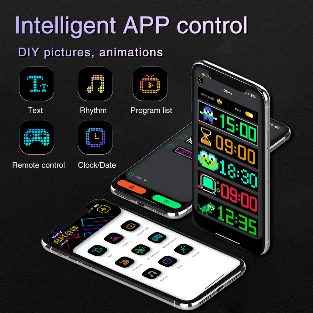 Panneau LED Matrix Pixel Panneau LED RVB USB 5V pour voiture Contrôle d'application Bluetooth Panneau de signalisation à LEDs pour voiture