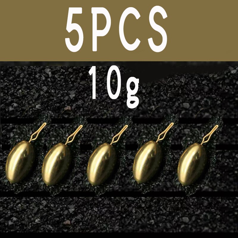 JIGEECARP 5pcs Fishing Bullet Weights Stainless Brass Slip Sinker For Hook Lure Texas Rig Non-Lead Brass Weight Sinker Accessory: 10g 5pcs