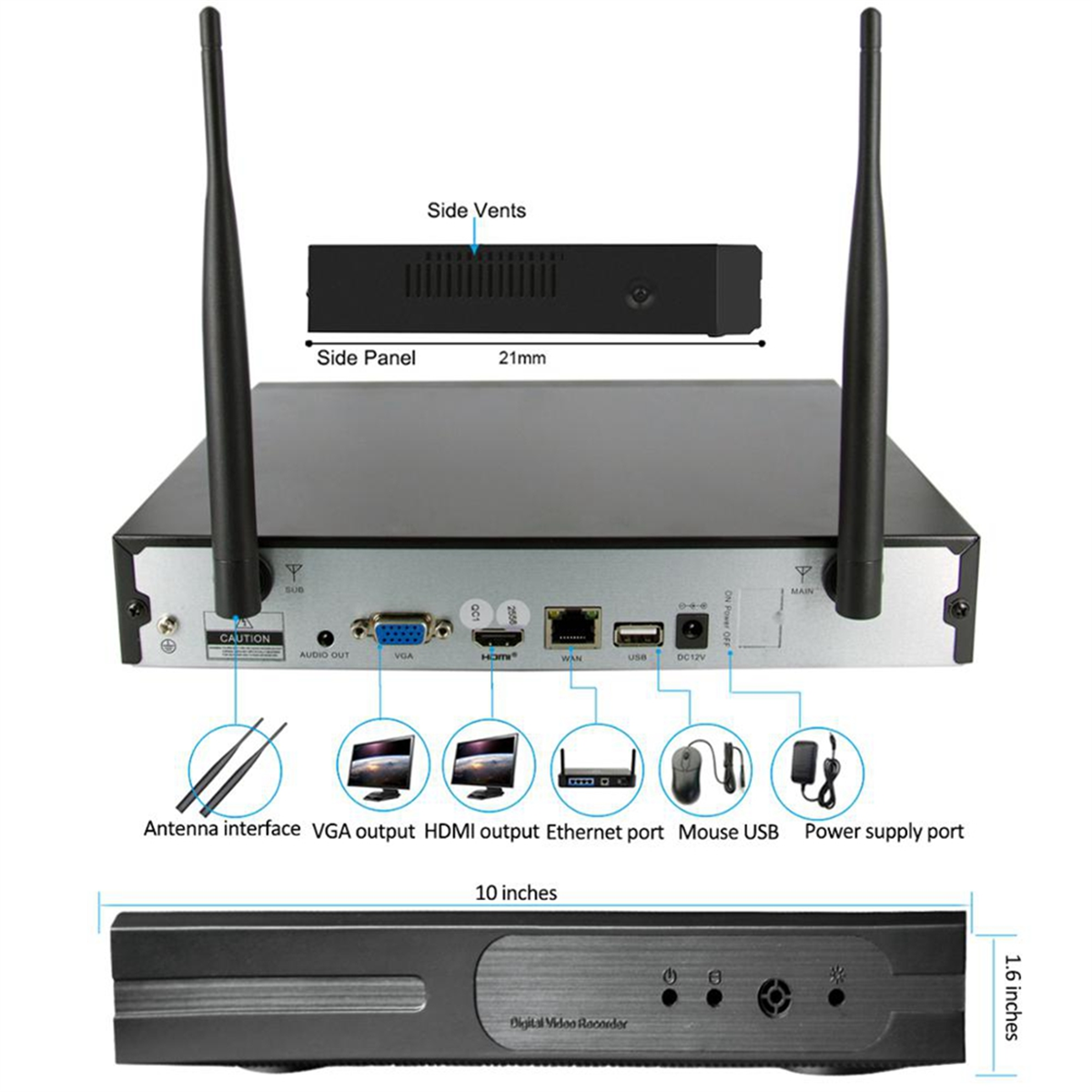 10CH H.265 HD 5MP 3MP 1080P Wireless NVR Recorder Only for Eseecloud Wifi CCTV CAMERA IPPRO APP -B12B