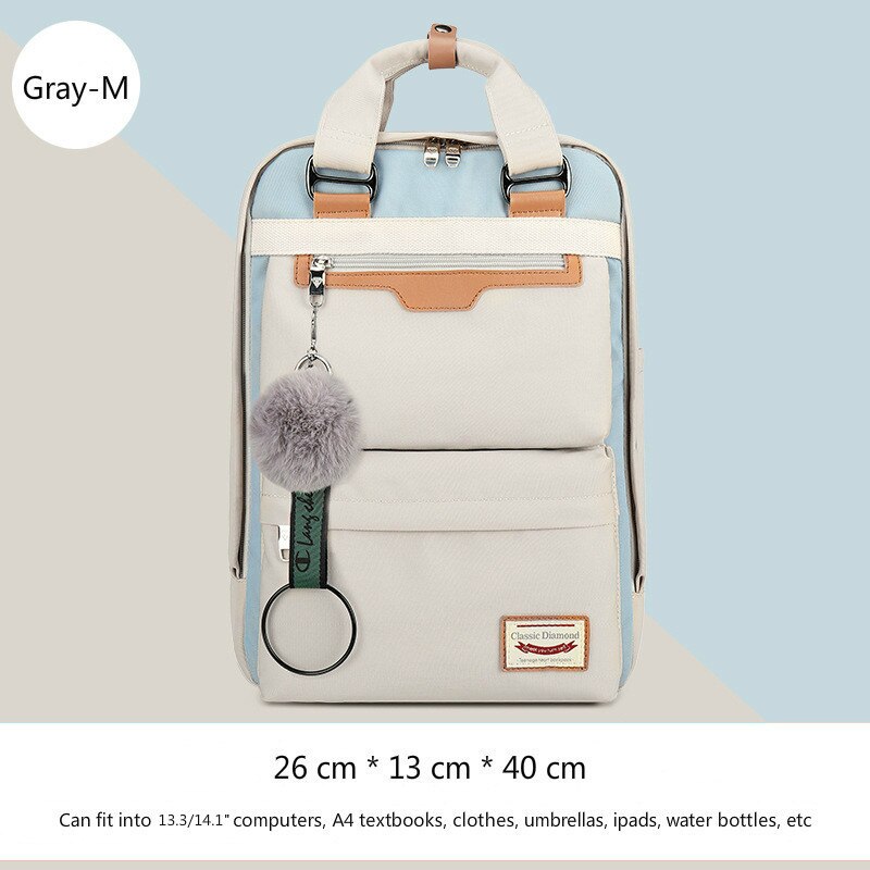 Travel Shoulder Backpacks Children Schoolbags Women Bag Waterproof Nylon Kids Backpack Girls For Middle School Students: Gray-M