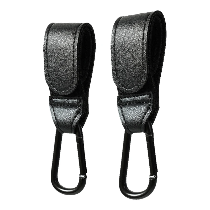 1/2 stücke Hochwertige Häkeln Kinderwagen Zubehör PU Leder Baby Tasche Kinderwagen Haken Kinderwagen Warenkorb Organizer 360 Grad Drehbare haken