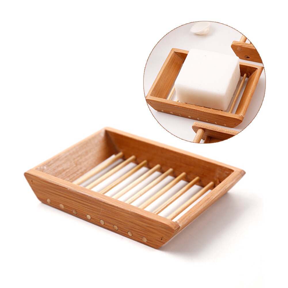 Jabonera de madera Natural de bambú soporte de bandeja de madera de jabón rejilla para guardar jabón caja de plato contenedor para baño plato de ducha baño