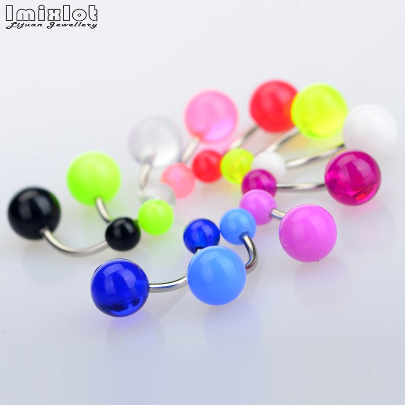 20 unids/lote de anillos coloridos de silicona para ombligo, Piercing para ombligo, bolas de 5/8mm, barra curva, Piercing para ombligo, joyería para el cuerpo
