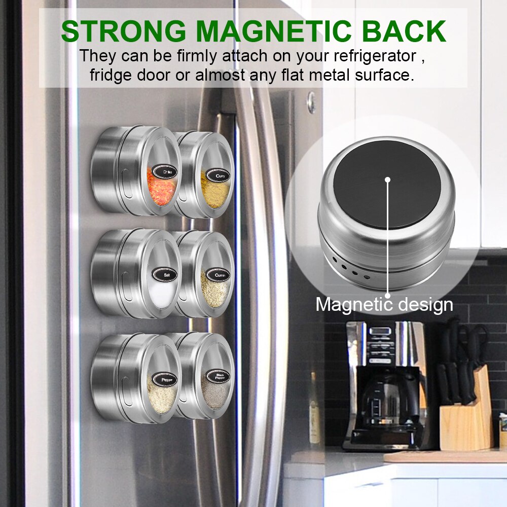 Magnetische Kruidenpotjes Met Stickers Spice Labels Rvs Magnetische Spice Blikken Set Magnetische Op Koelkast