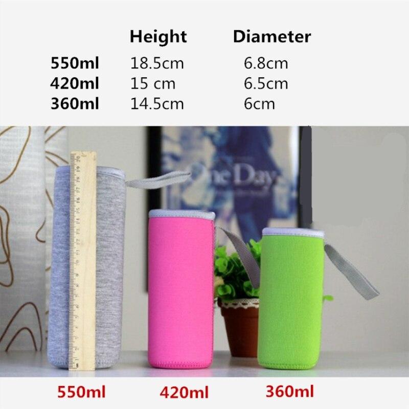 360Ml/420Ml/550Ml Draagbare Fles Cover Neopreen Warm Warmte Isolatie Gym Fles Cup Zak Gym case Tas Cover Pouch 7Coolors