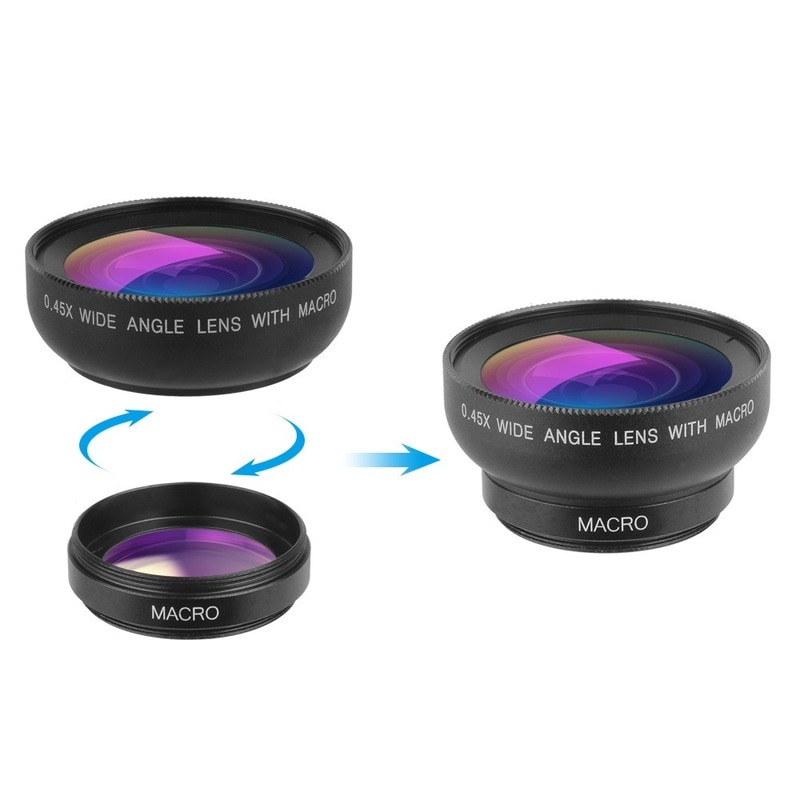 APEXEL Phone Camera Lens Kit 0.45x Wide Angle Macro Lens &amp; 12.5x Super Macro Lens HD Camera Lentes for IPhone Huawei Xiaomi