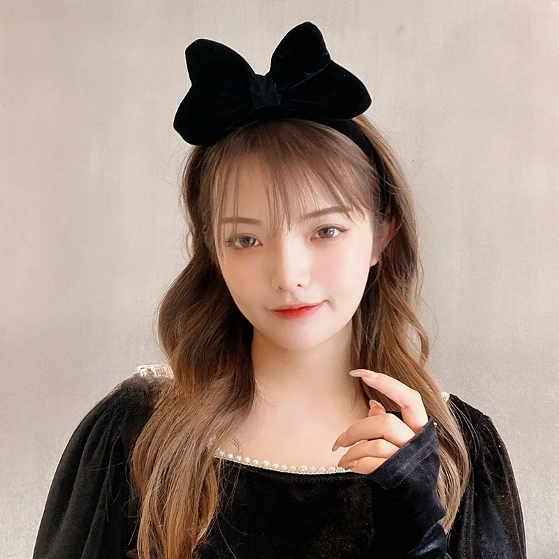 Diadema de terciopelo con lazo para niña y mujer, banda para el pelo suave y grande, accesorios para el cabello para , novedad