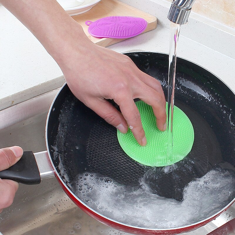 Multifunction Silicone Sponge Bowl Cleaning Brush Silicone Scouring Pad Silicone Dish Sponge Kitchen Pot Cleaner Washing Tool