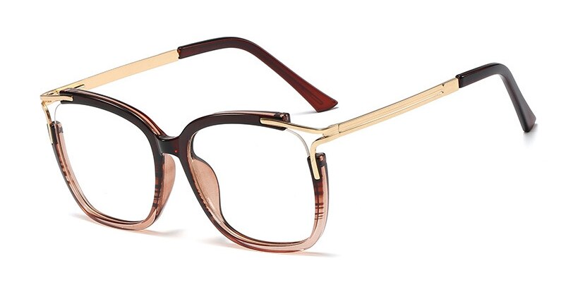 48054 Anti-blue Light Cat Eye Ultralight Glasses Frames Square Men Women Optical Computer Glasses: C4 tea