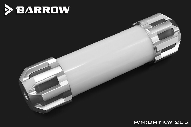 Barrow 155 /205 /255mm x 50mm dobbelt helix t-virus cylindrisk vandkølet kølevæsketank a-rgb lyssystem pmma + aluminiumsafdækning: Sølv 205mm