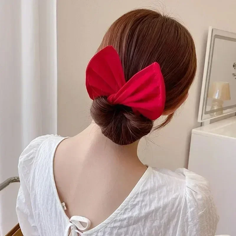 Diadema con rodillo para mujer, rizador de pelo, Donut, moño, lazo, Orejas de conejo, anillo mágico para peinado, accesorios, herramienta de horquilla perezosa retorcida