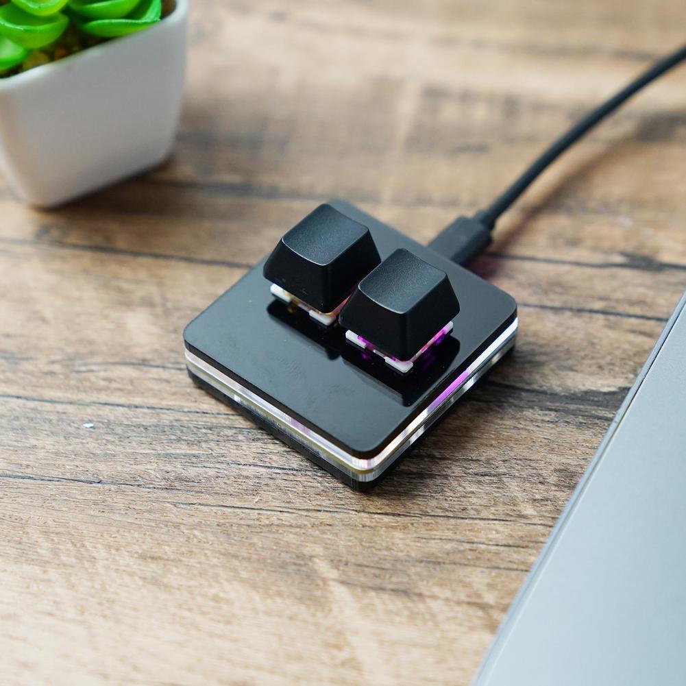 Osu makroprogrammeringstangentbord med 2 tangenter, rgb mini, anpassat speltangentbord för linux/macos/android/raspberry pi