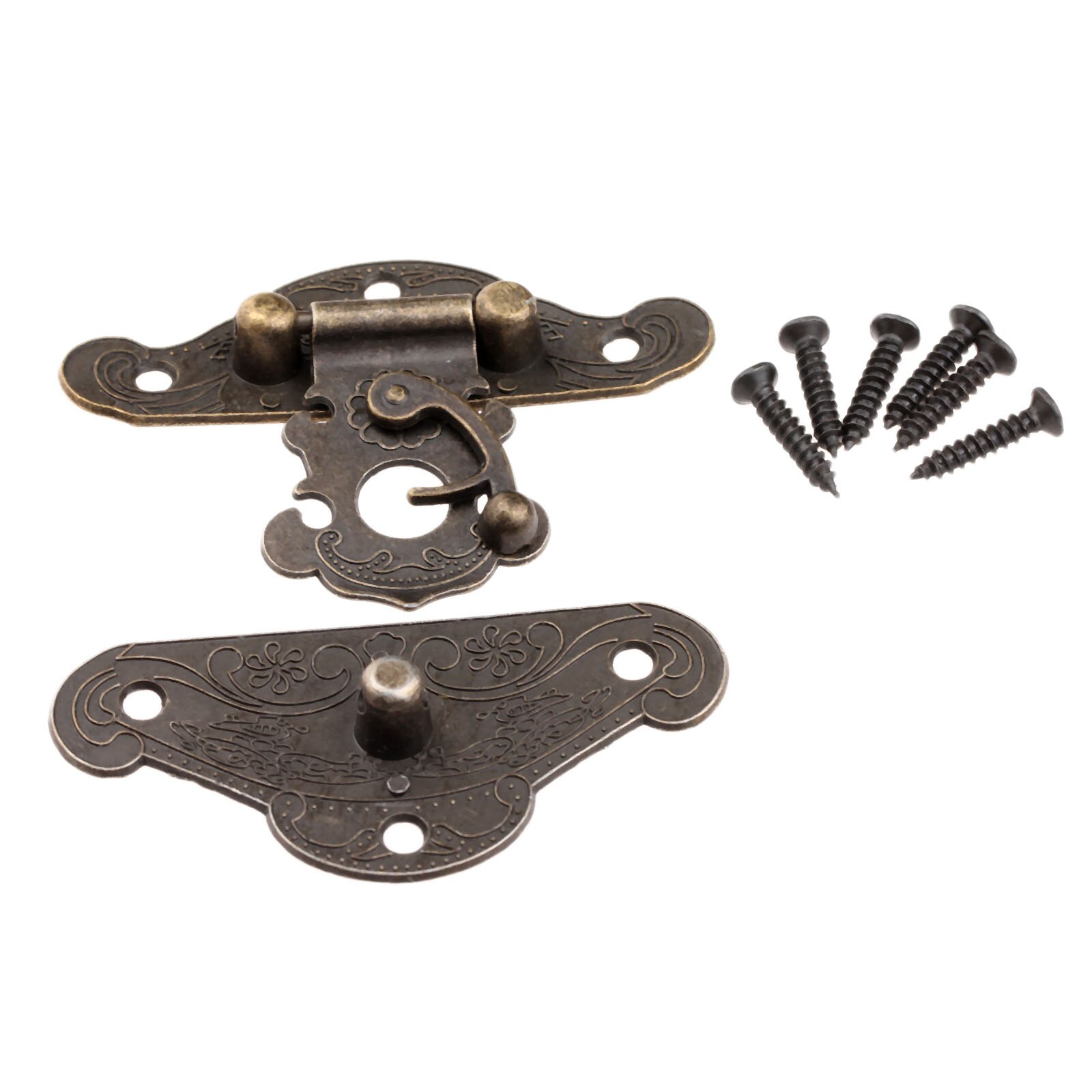1PC Antike Bronze- Schrank Kasten verriegeln Haspe Möbel Hardware- Dekorative verriegeln Holz Schmuck Kasten Haspe Pad Brust sperren: verrotten