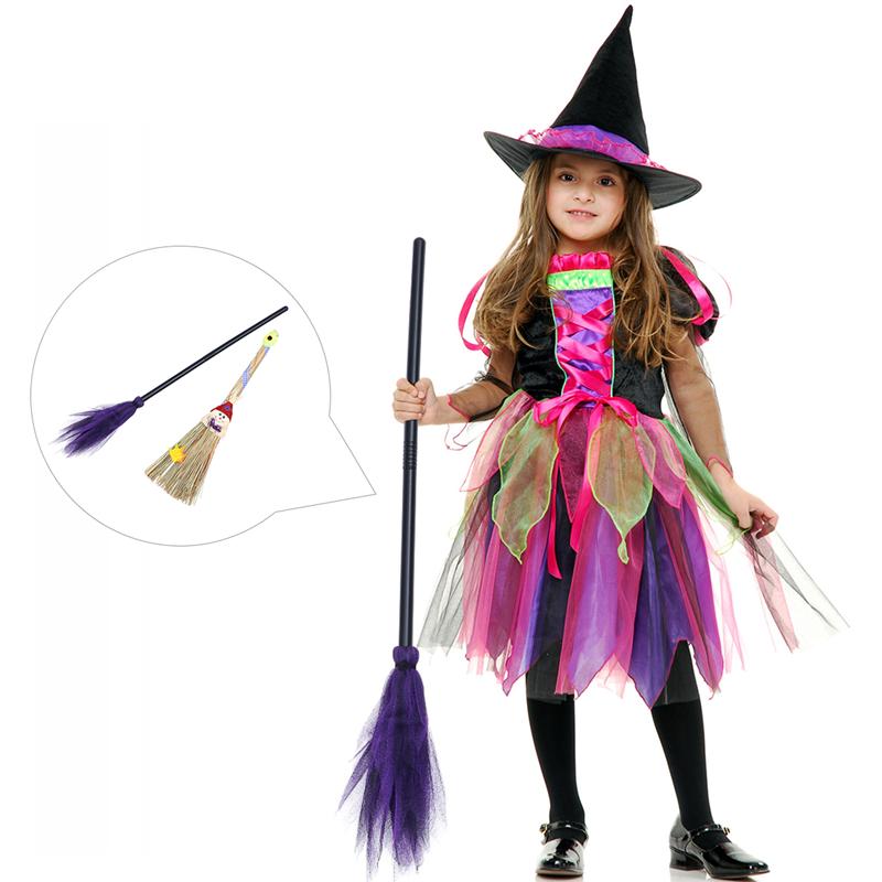 2Pcs Kids Maskerade Props Heks Bezem En Cartoon Bezem Party Ornamenten