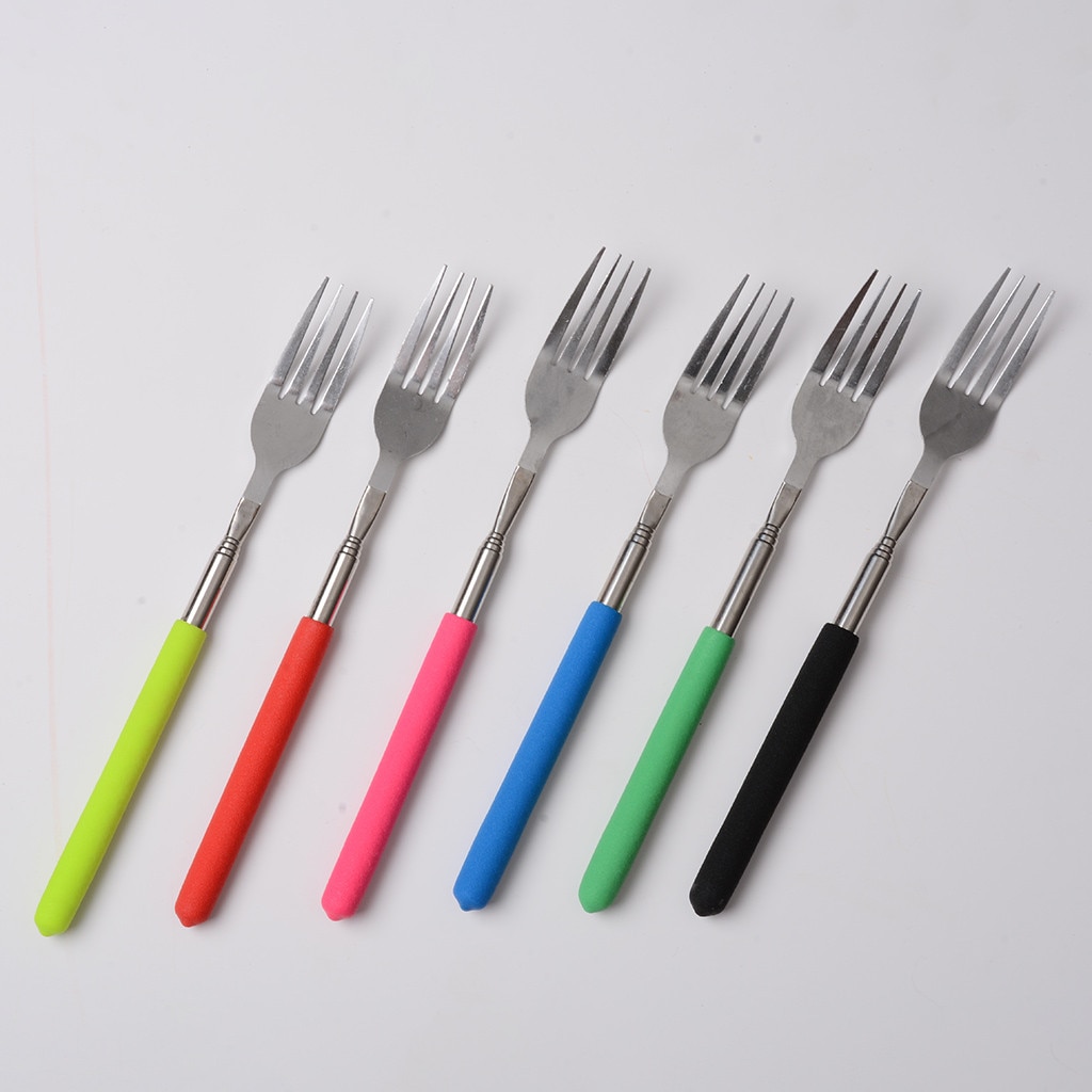 Funny Fork Extension Long Extendable Telescopic Freeloader Trick Prank BBQ Tool CFWS