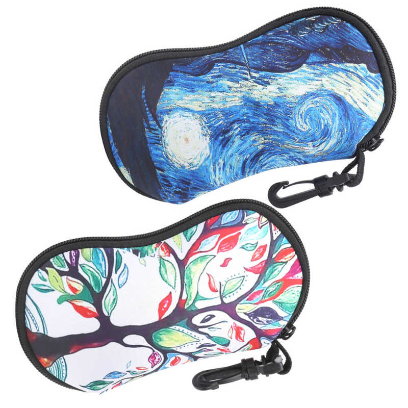 2Pcs Glasses Case Sunglasses Neoprene Protector Eyewear Zipper Box Waterproof Diving Glasses Bag Travel Accessories