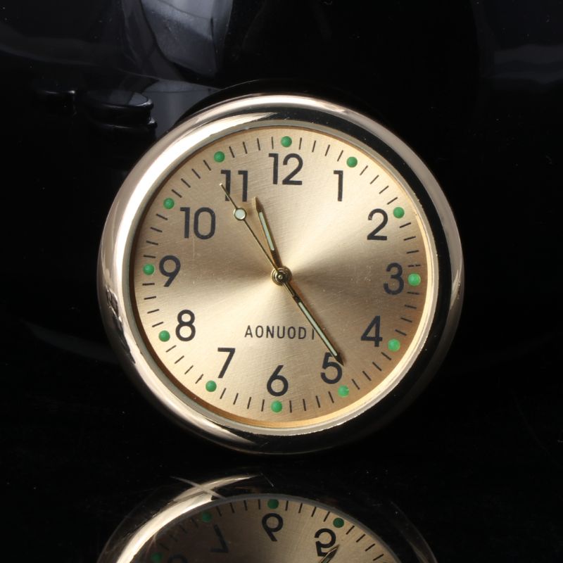 Universal Car Clock Stick-On Electronic Watch Dashboard Noctilucent Decoration For SUV Cars 77UE: Golden