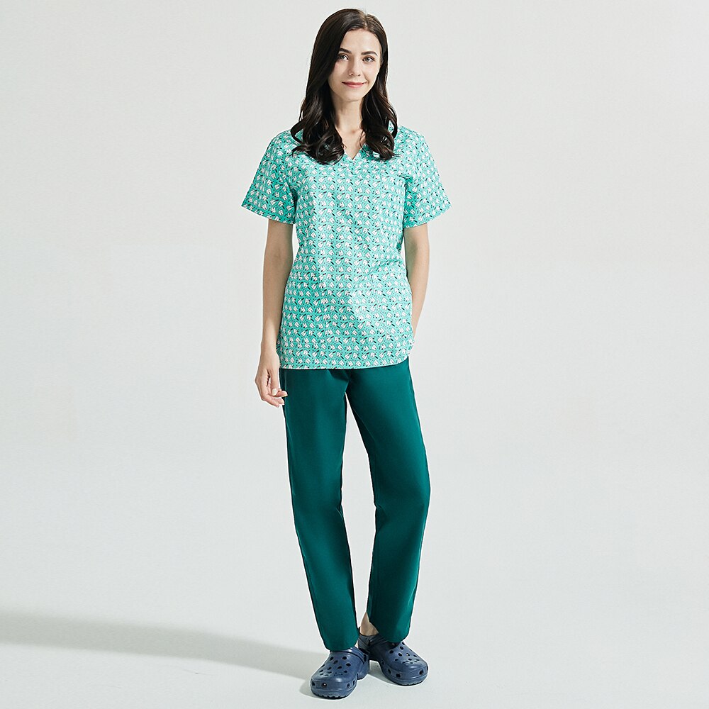 Vêtements de travail de toilettage pour animaux de compagnie impression de bande dessinée scrubs hauts spa salon de beauté hauts/pantalons/ensemble gommages vêtements de travail nettoyant uniforme