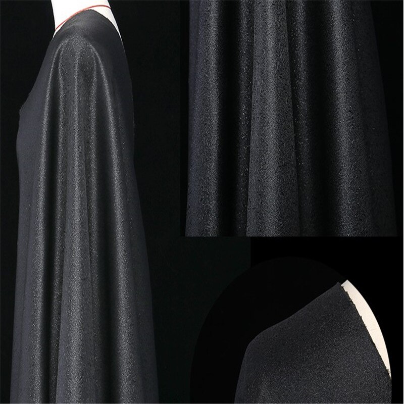 Saskia 1 meter skinnende jacquard brokadestof afrikansk blonder sy tøj kjole materiale patchwork zakka stoffer 286g/ m sort grå