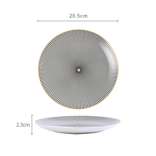 Nordisk huvudrätt geometrisk servis hem restaurang kök middagsfat porslin dessert bestickset tårta keramiskt fat: H