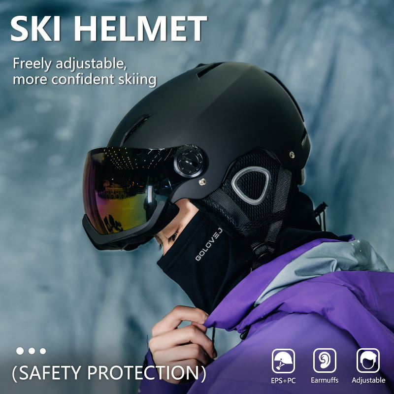 Horntour Skiing Helmet with Goggles Warm Helmet ABC+EPS High Ski Helmet Outdoor Sports Ski Skateboard Helmet